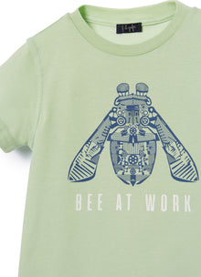 T-Shirt with Bee Print | Verdino/Aviatore