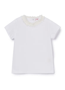 T-Shirt with Decoration On The Neckline | White