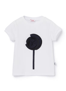 T-Shirt with Flower | White/Blue