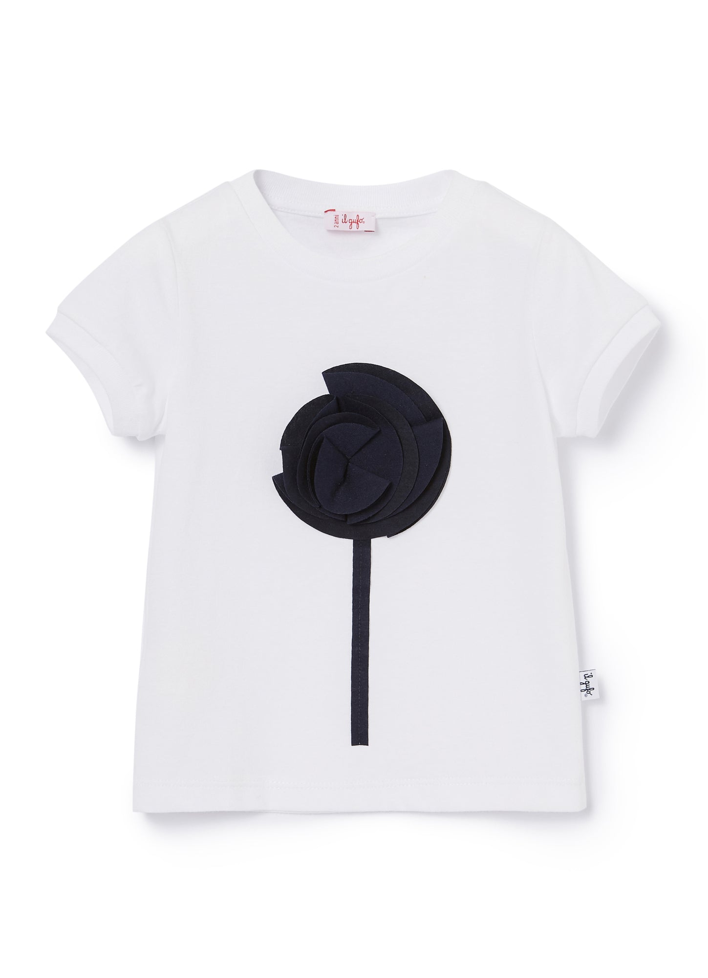 T-Shirt with Flower | White/Blue