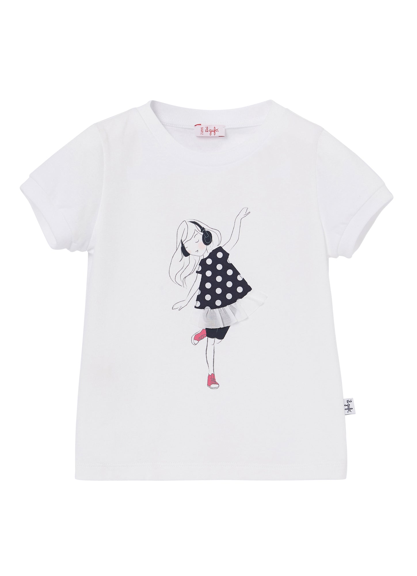 Girls | T-Shirt with Ballerina Motif | White Blue