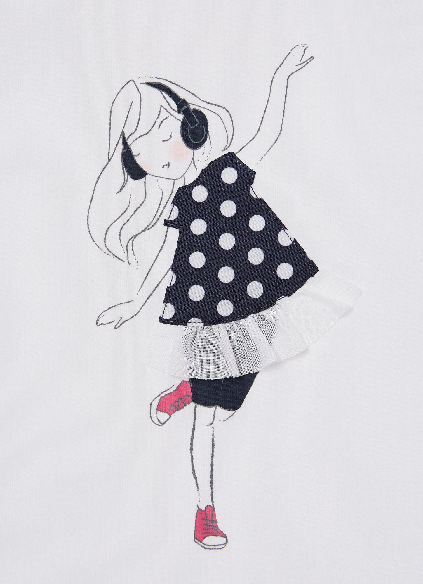 T-Shirt with Ballerina Motif | White/Blue