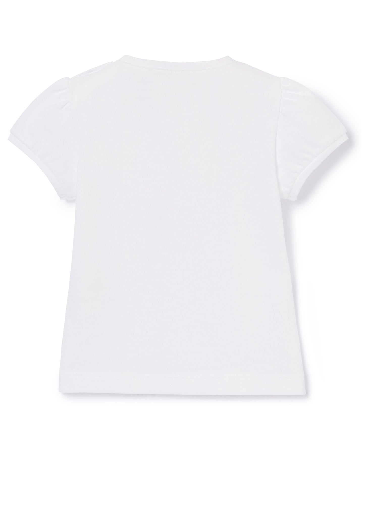 T-Shirt with Small Flower Appliques | Bianco/Blue Denim