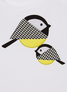 T-Shirt with Bird Print | Bianco/Nero
