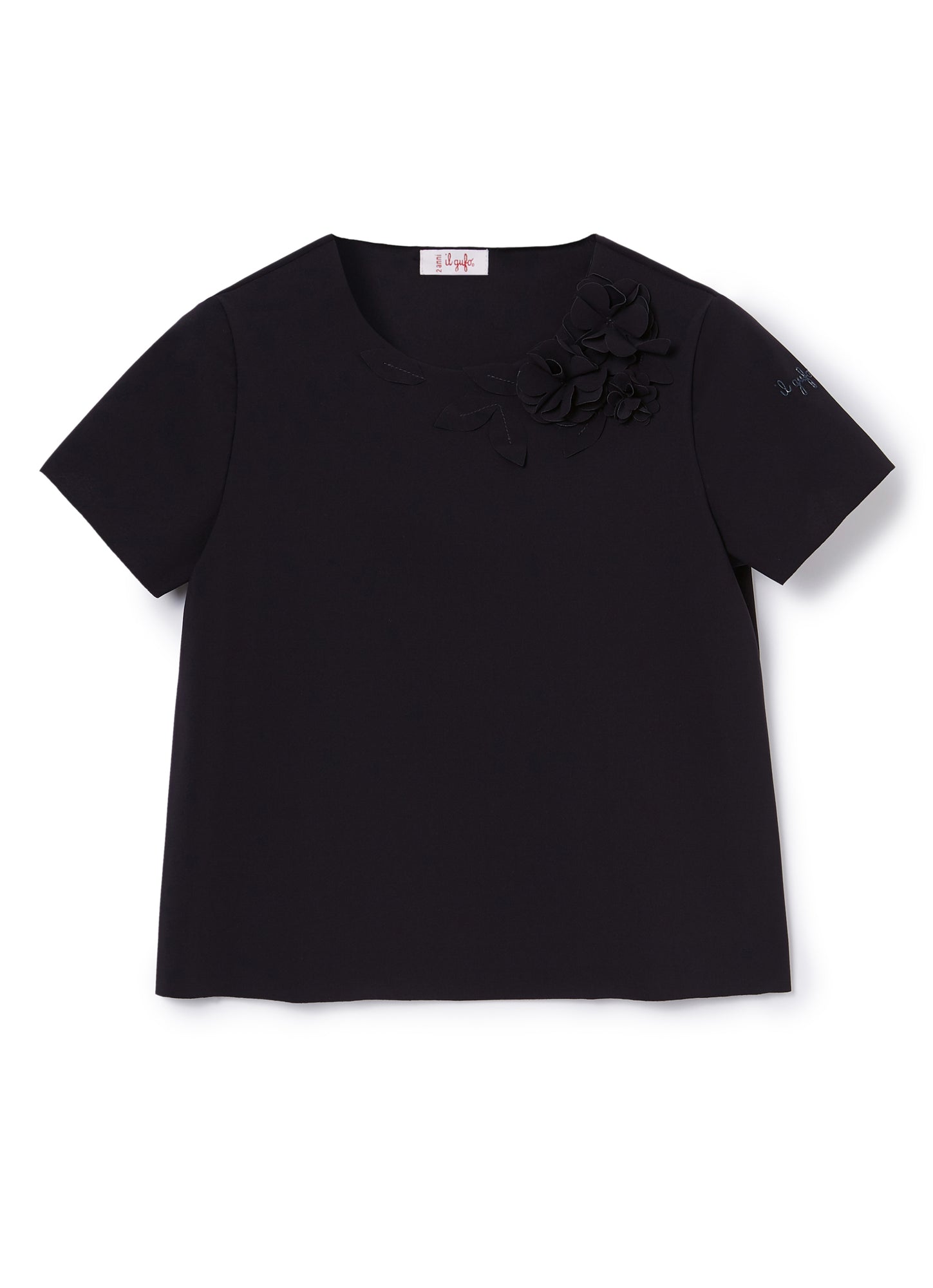 Short-Sleeve Top with Flowers | Blue