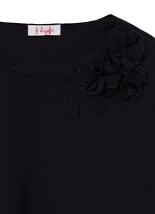 Short-Sleeve Top with Flowers | Blue