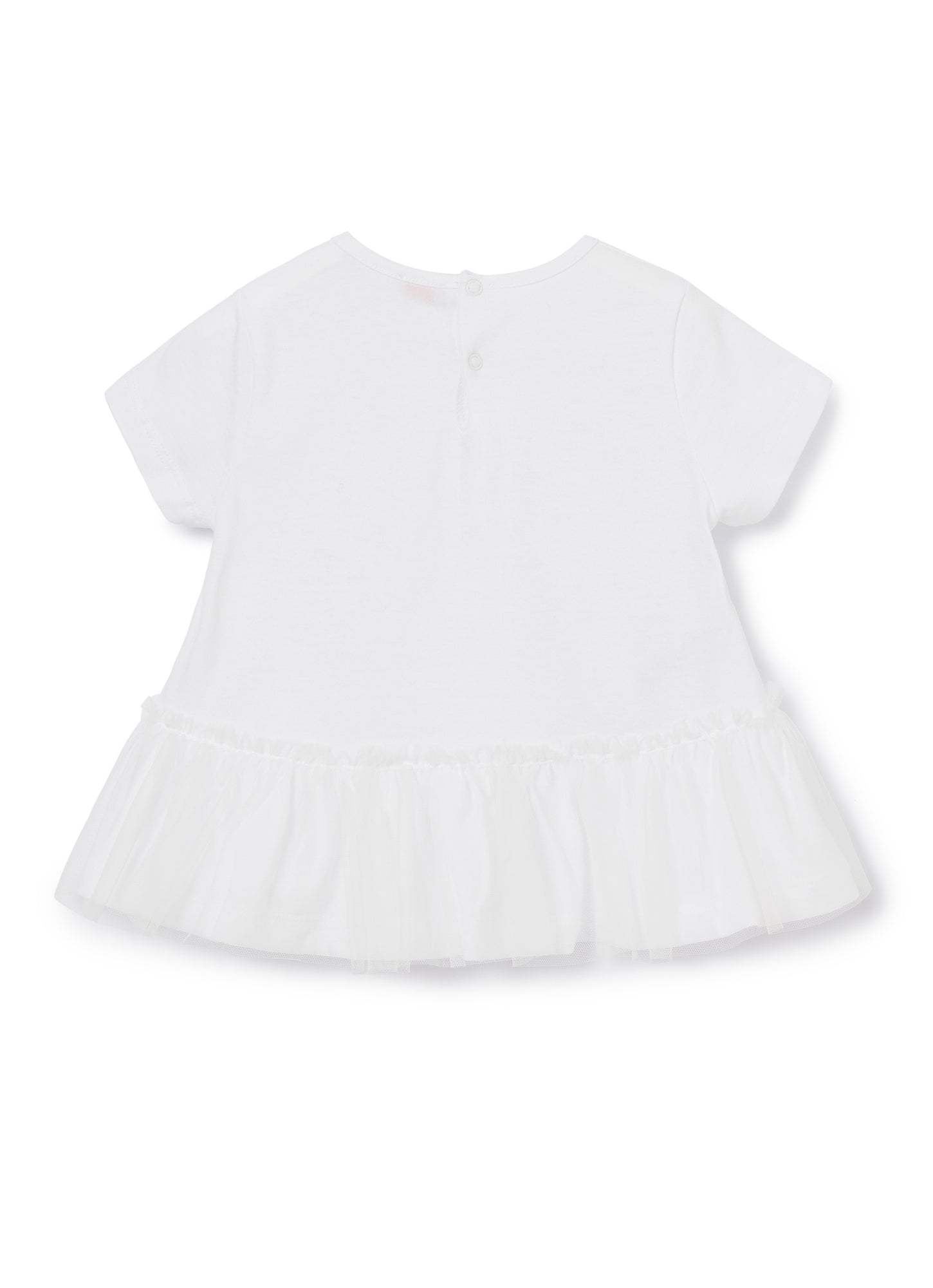T-Shirt with Tulle Flounce | White/Milk