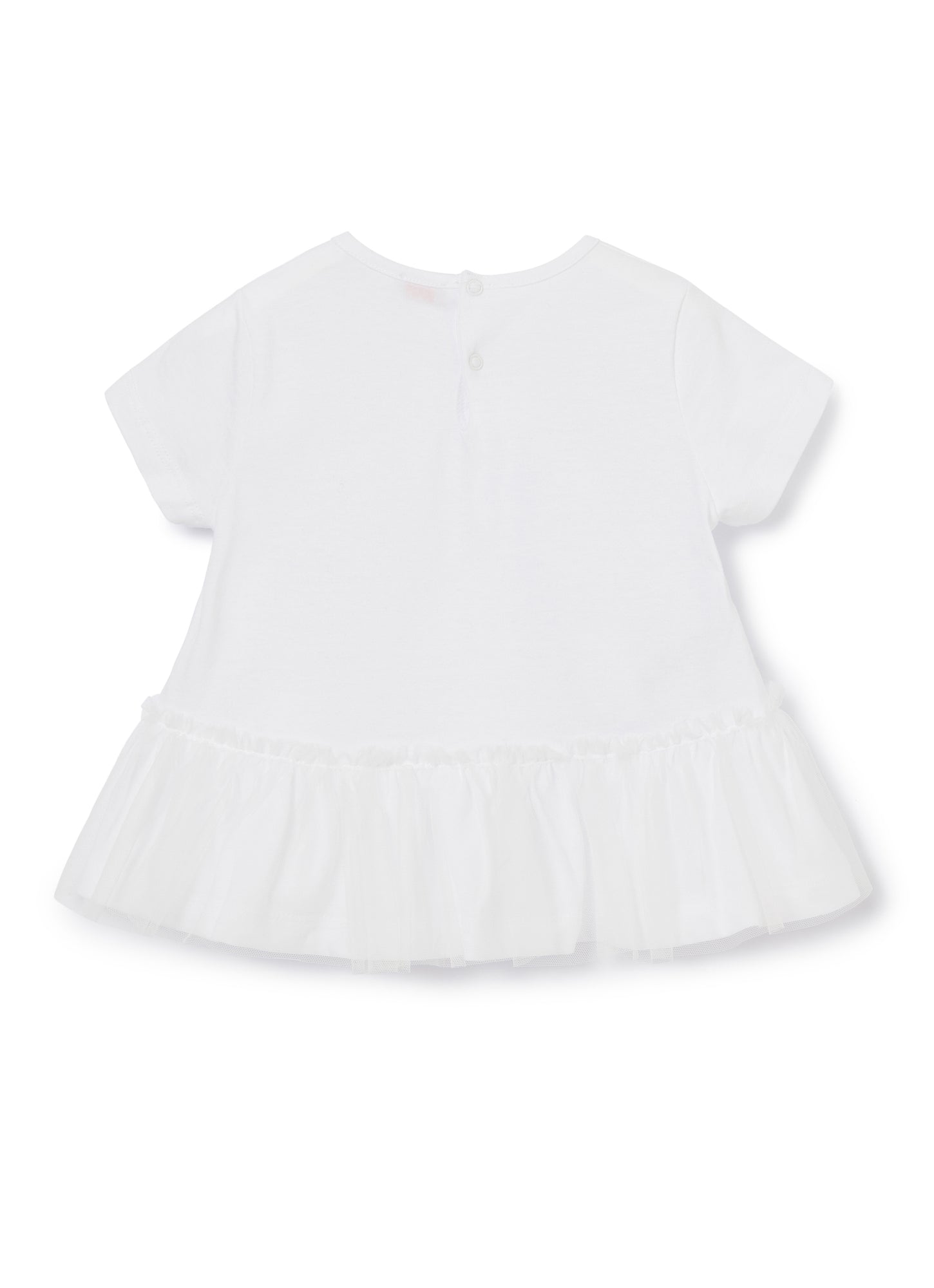 T-Shirt with Tulle Flounce | White/Milk