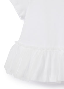 T-Shirt with Tulle Flounce | White/Milk