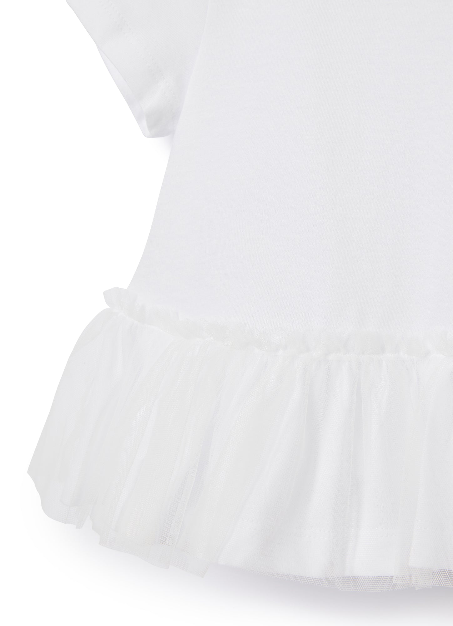 T-Shirt with Tulle Flounce | White/Milk