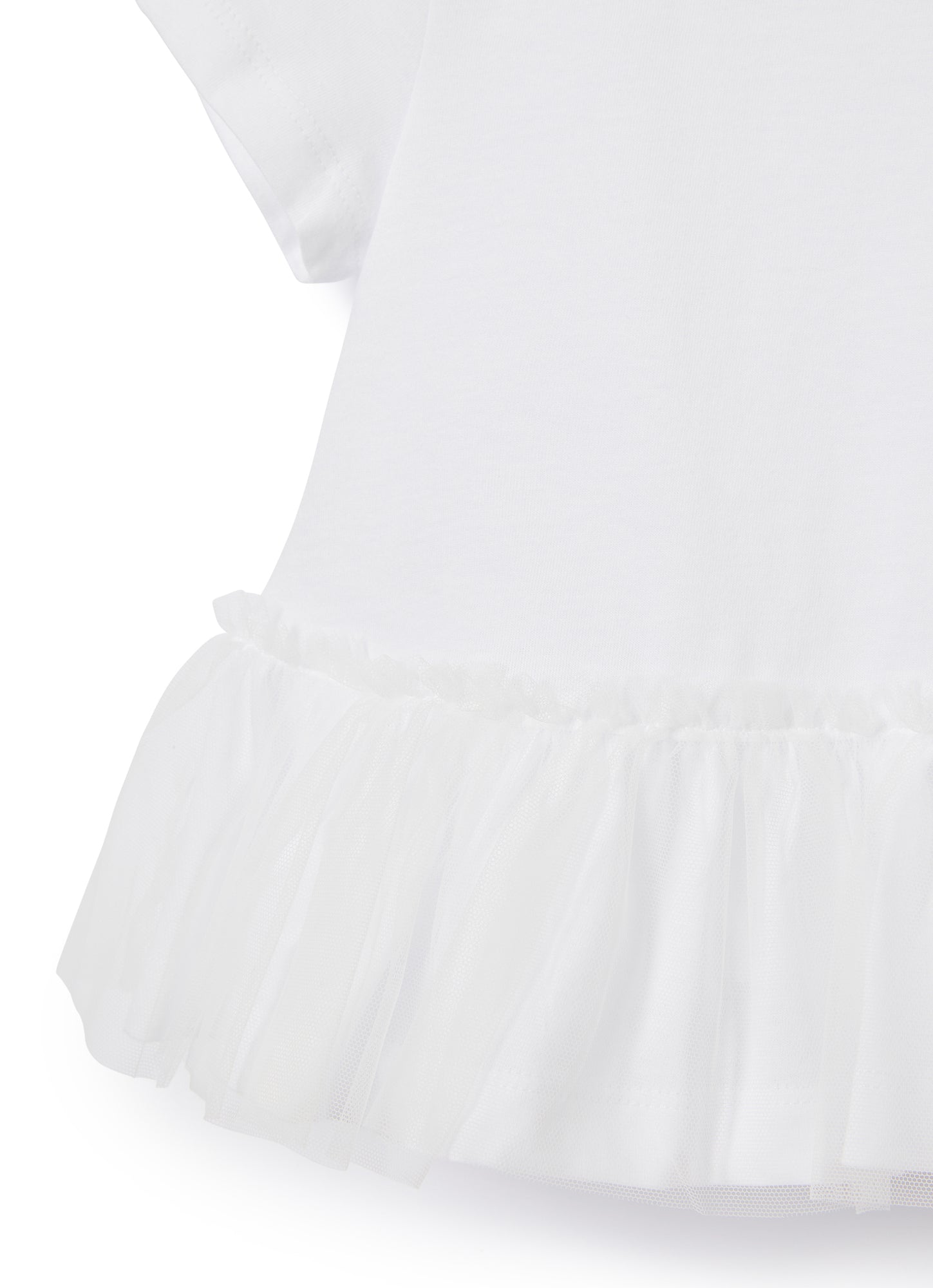 T-Shirt with Tulle Flounce | White/Milk
