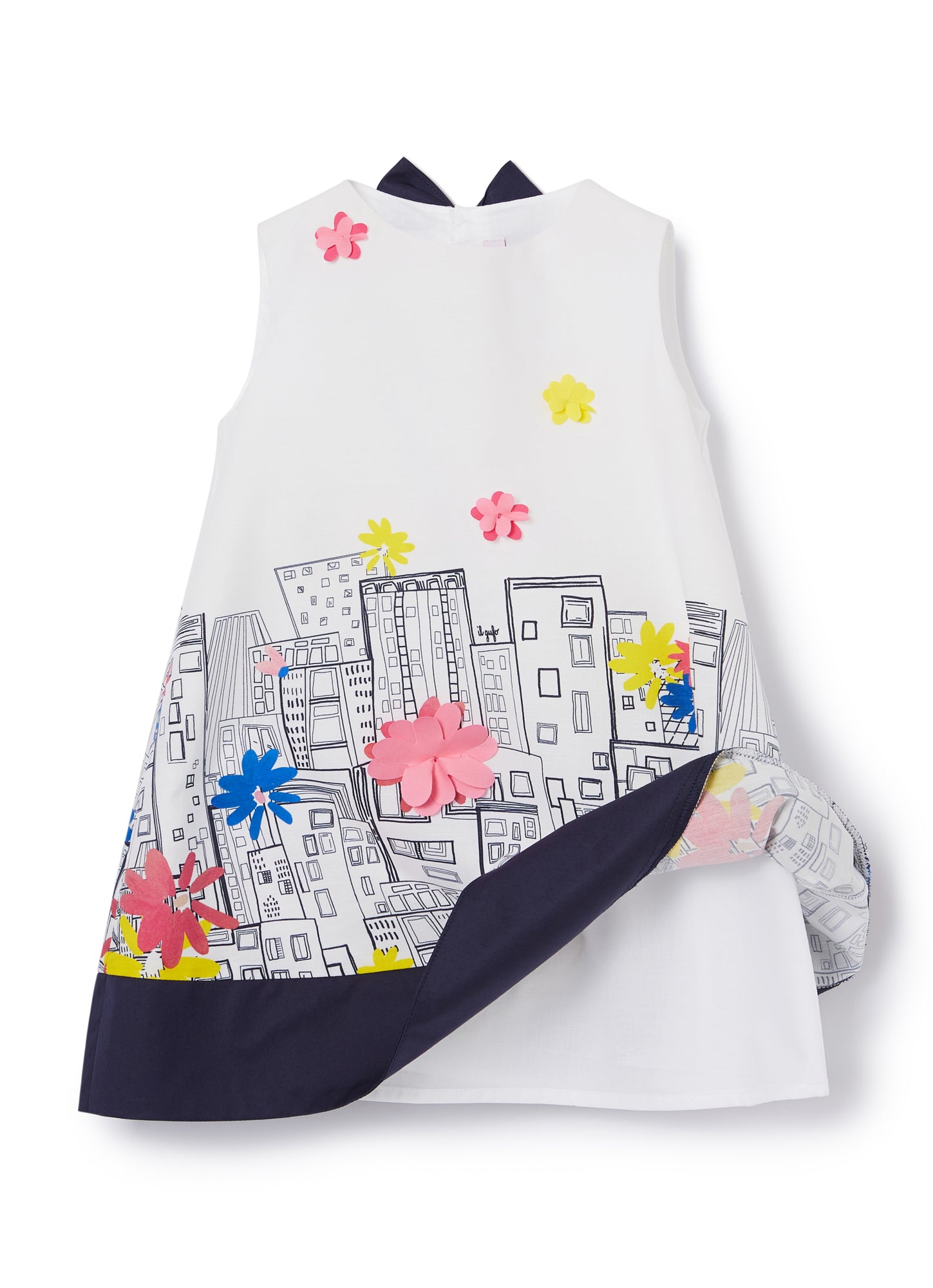 A-Line Dress with City Print | Blue