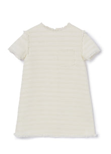 Short-Sleeve Cotton Tweed Dress | White