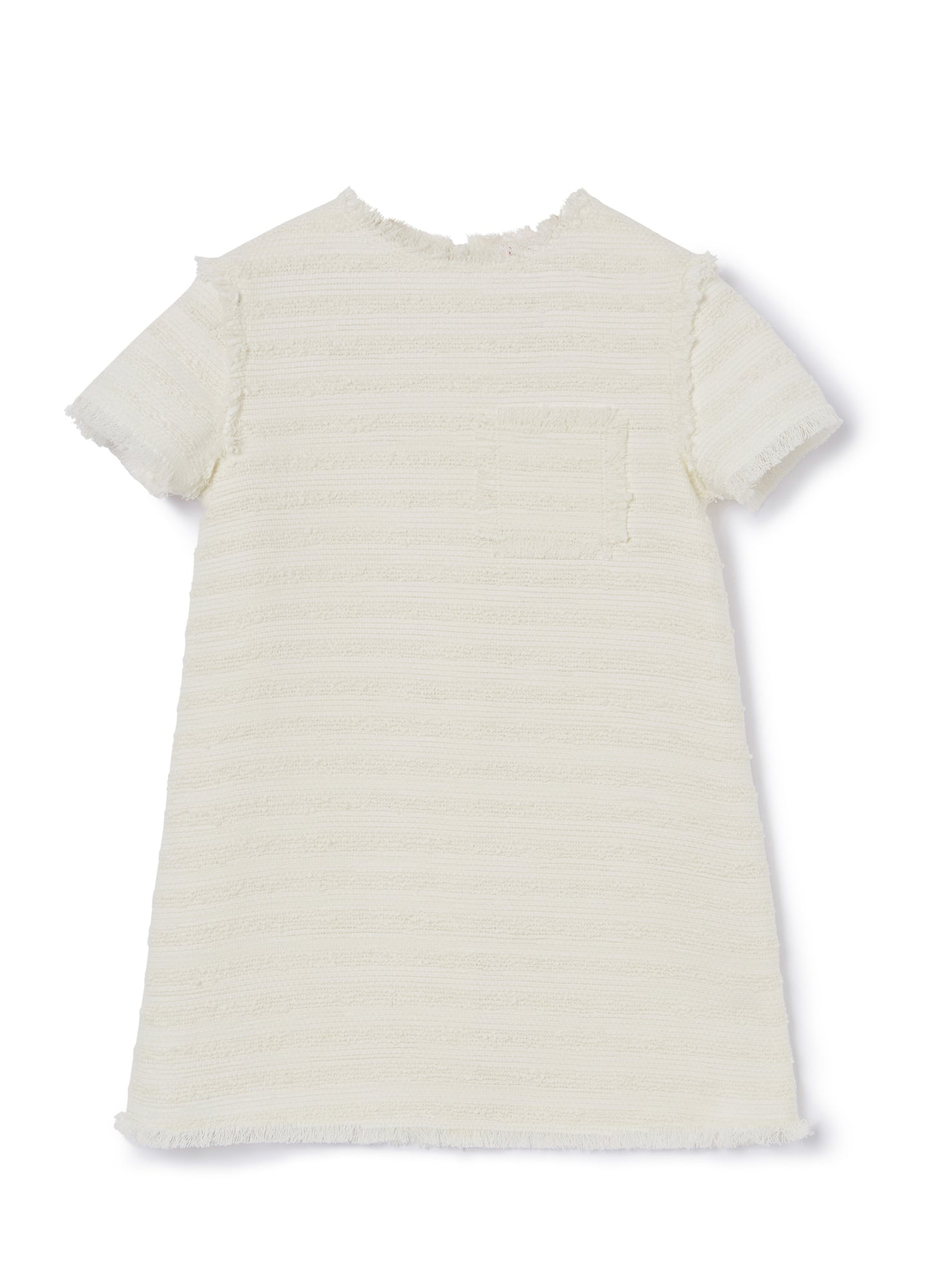 Short-Sleeve Cotton Tweed Dress | White