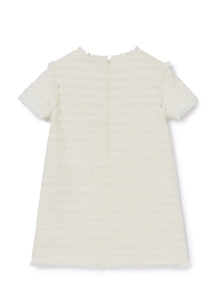 Short-Sleeve Cotton Tweed Dress | White