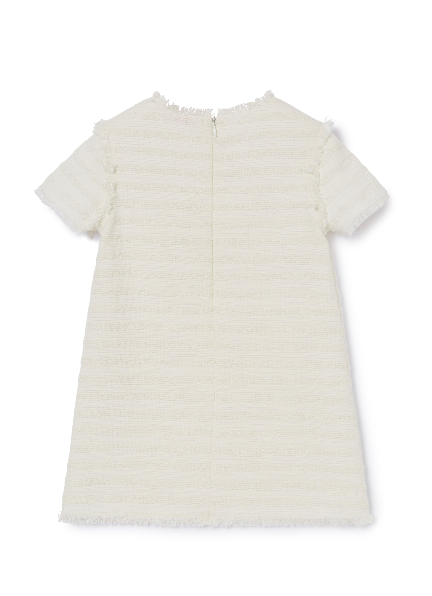 Short-Sleeve Cotton Tweed Dress | White