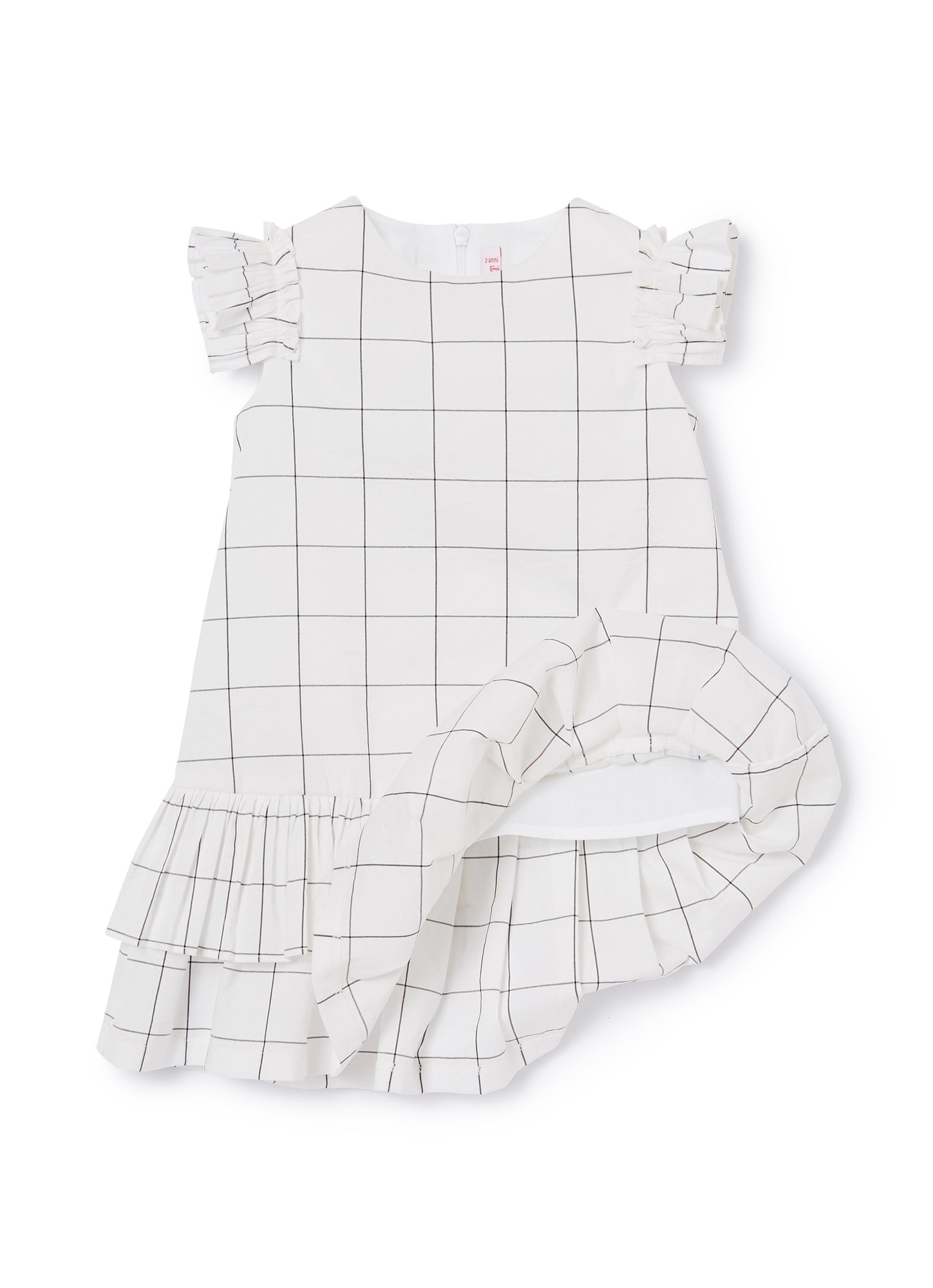 A-Line Sleeveless Dress with Flounces | Black