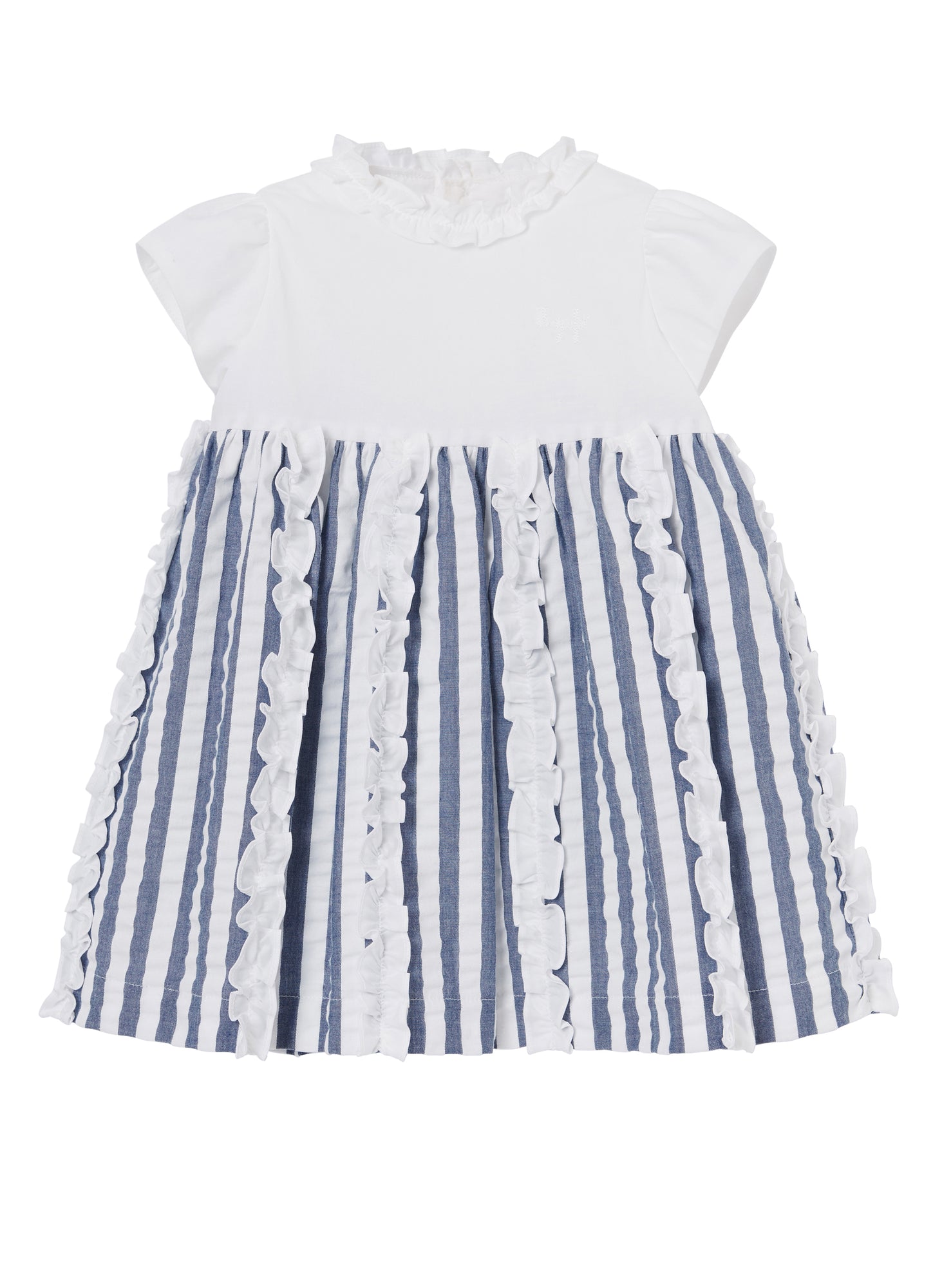 Baby Girls | Striped Fabric Dress | Blue Denim Riga Larga
