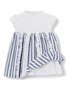 Striped Fabric Dress | Blue Denim Riga Larga