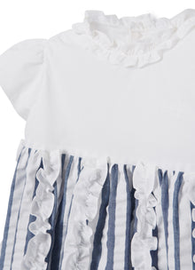 Striped Fabric Dress | Blue Denim Riga Larga