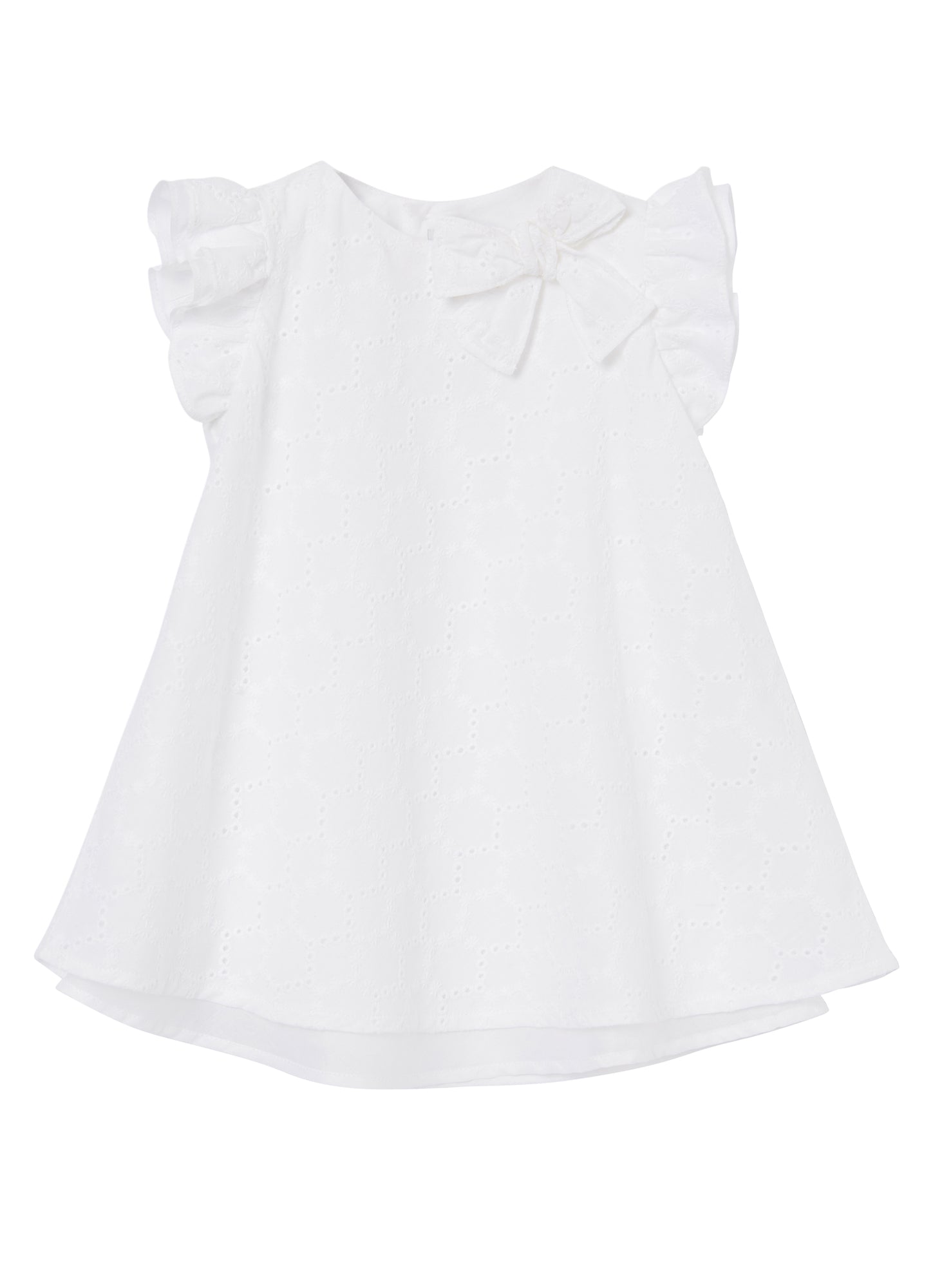 Baby Girls | Broderie Anglaise Dress with Bow | White