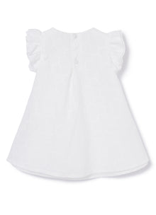 Broderie Anglaise Dress with Bow | White