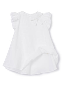 Broderie Anglaise Dress with Bow | White
