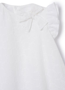 Broderie Anglaise Dress with Bow | White