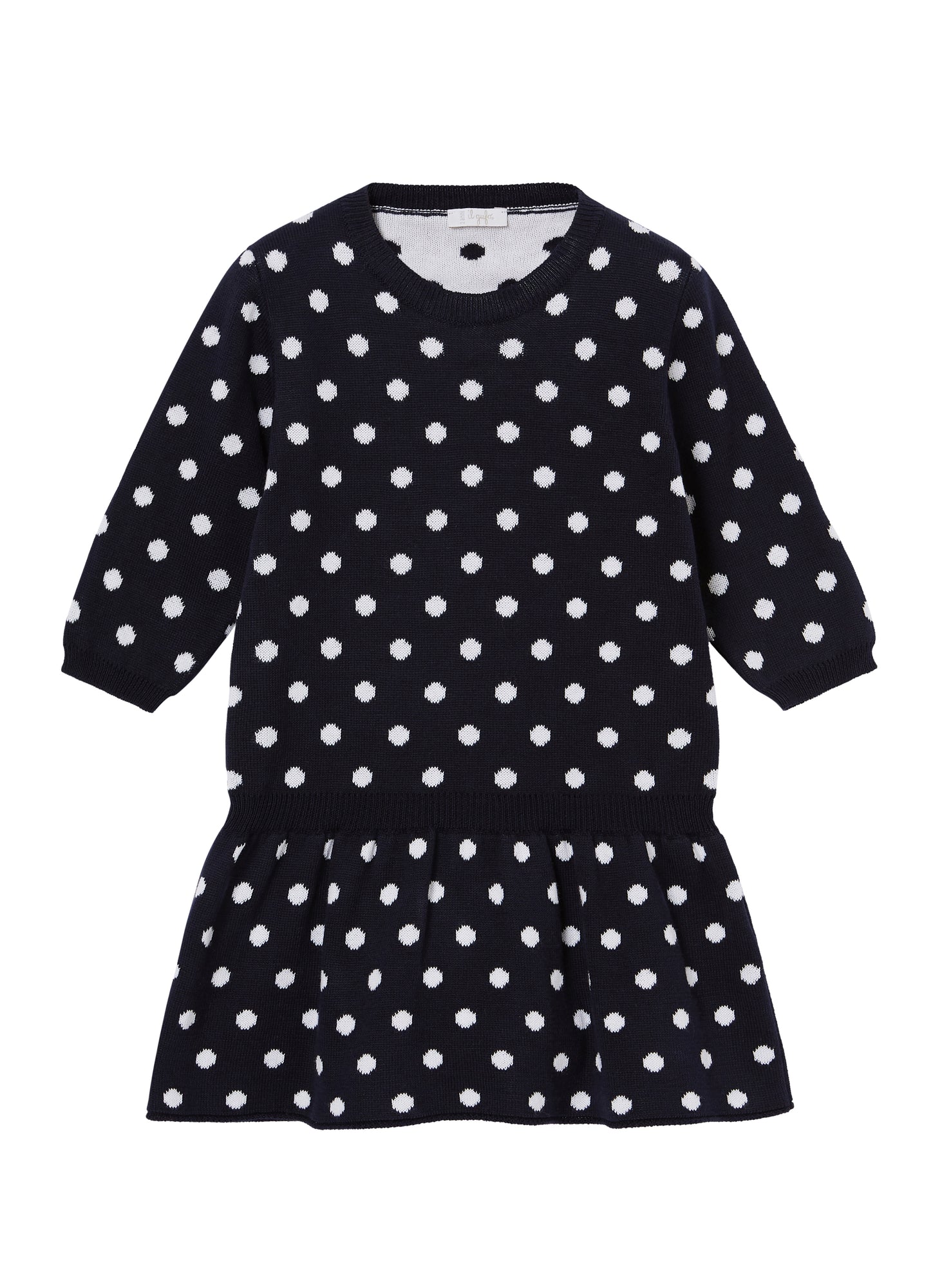 Girls | Polka Dot Cotton Tricot Dress | Blue White