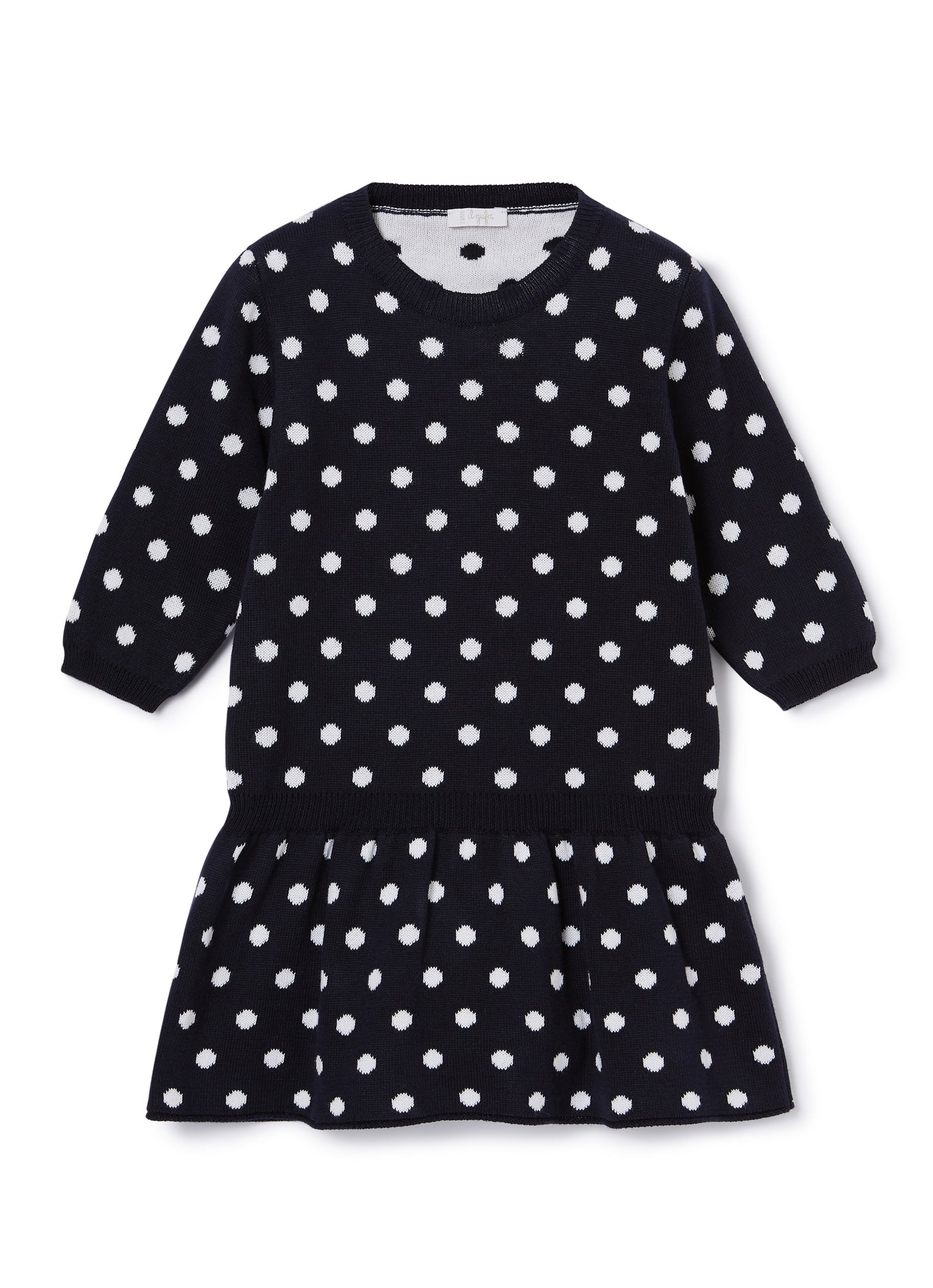 Polka Dot Cotton Tricot Dress | Blue/White