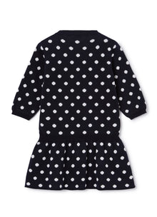 Polka Dot Cotton Tricot Dress | Blue/White