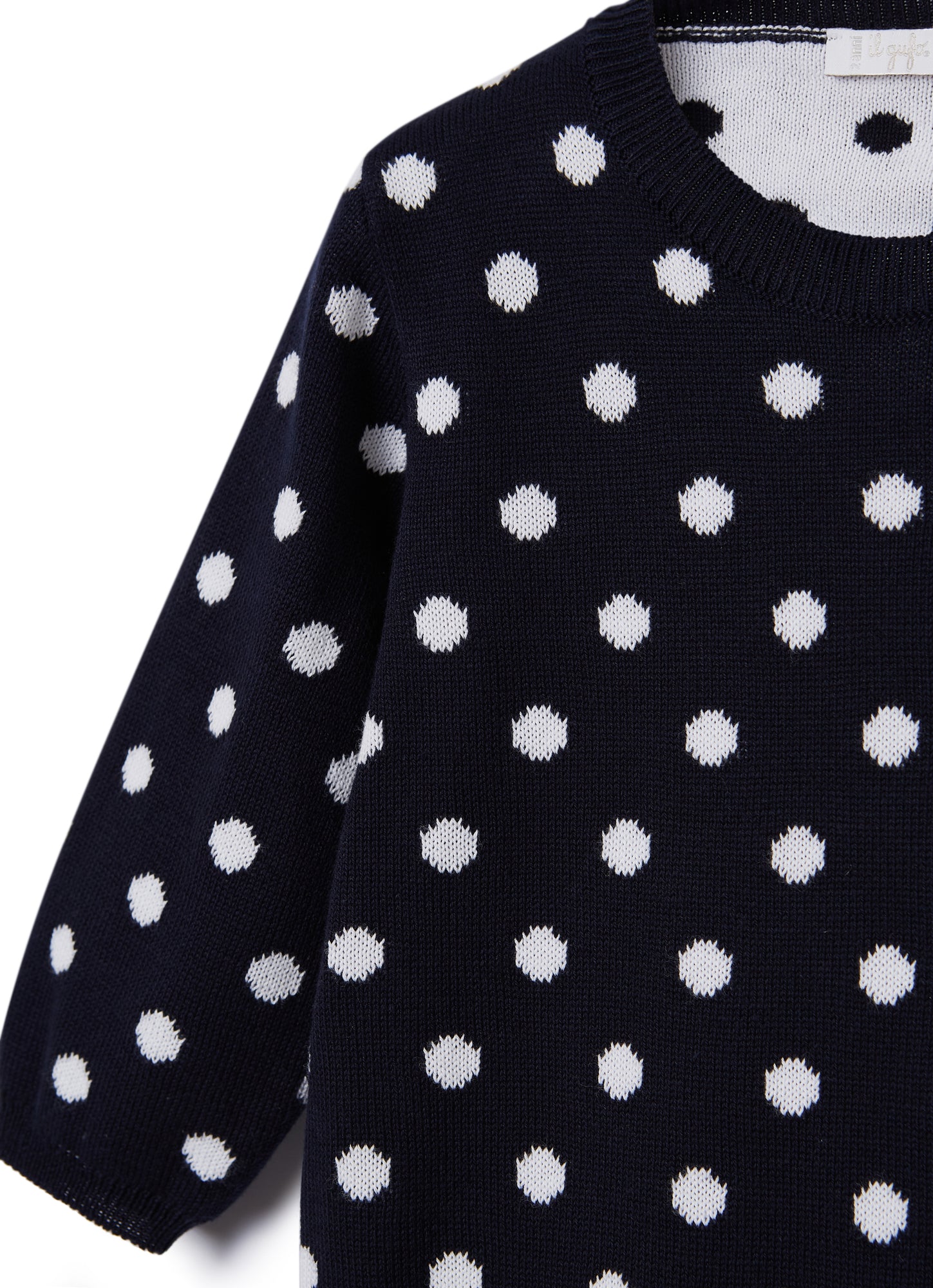 Polka Dot Cotton Tricot Dress | Blue/White