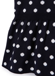 Polka Dot Cotton Tricot Dress | Blue/White