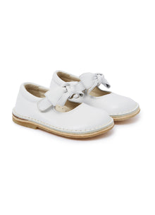 Nappa Leather Baby Shoes with Bow | White
