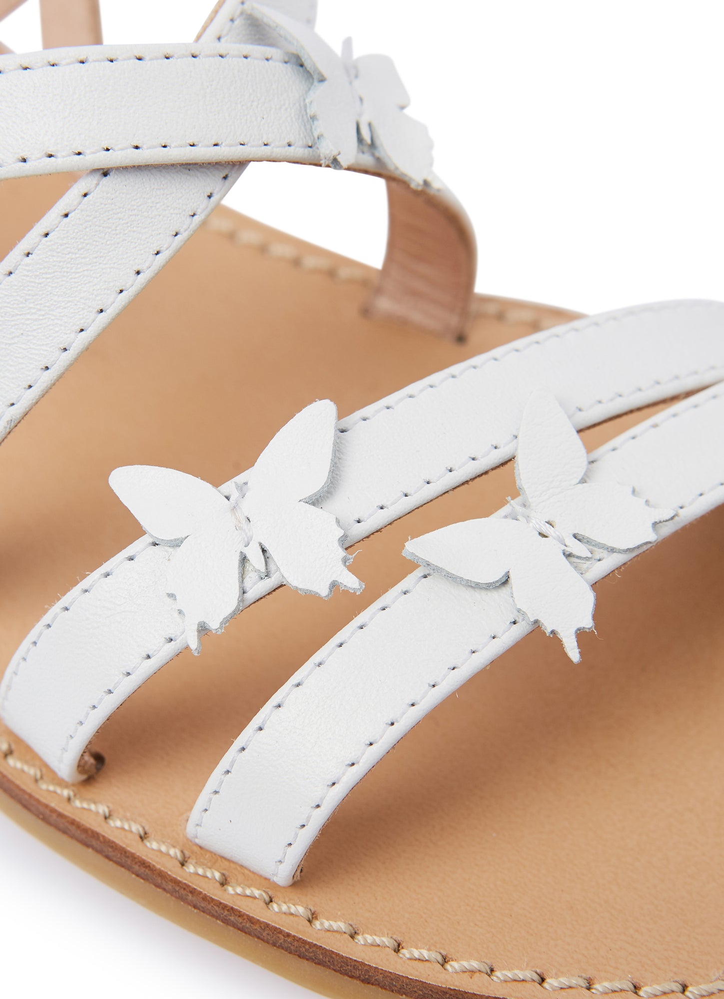 Braided Sandals with Butterflies | White