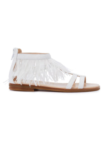 Sandals with Ankle Feathers | White