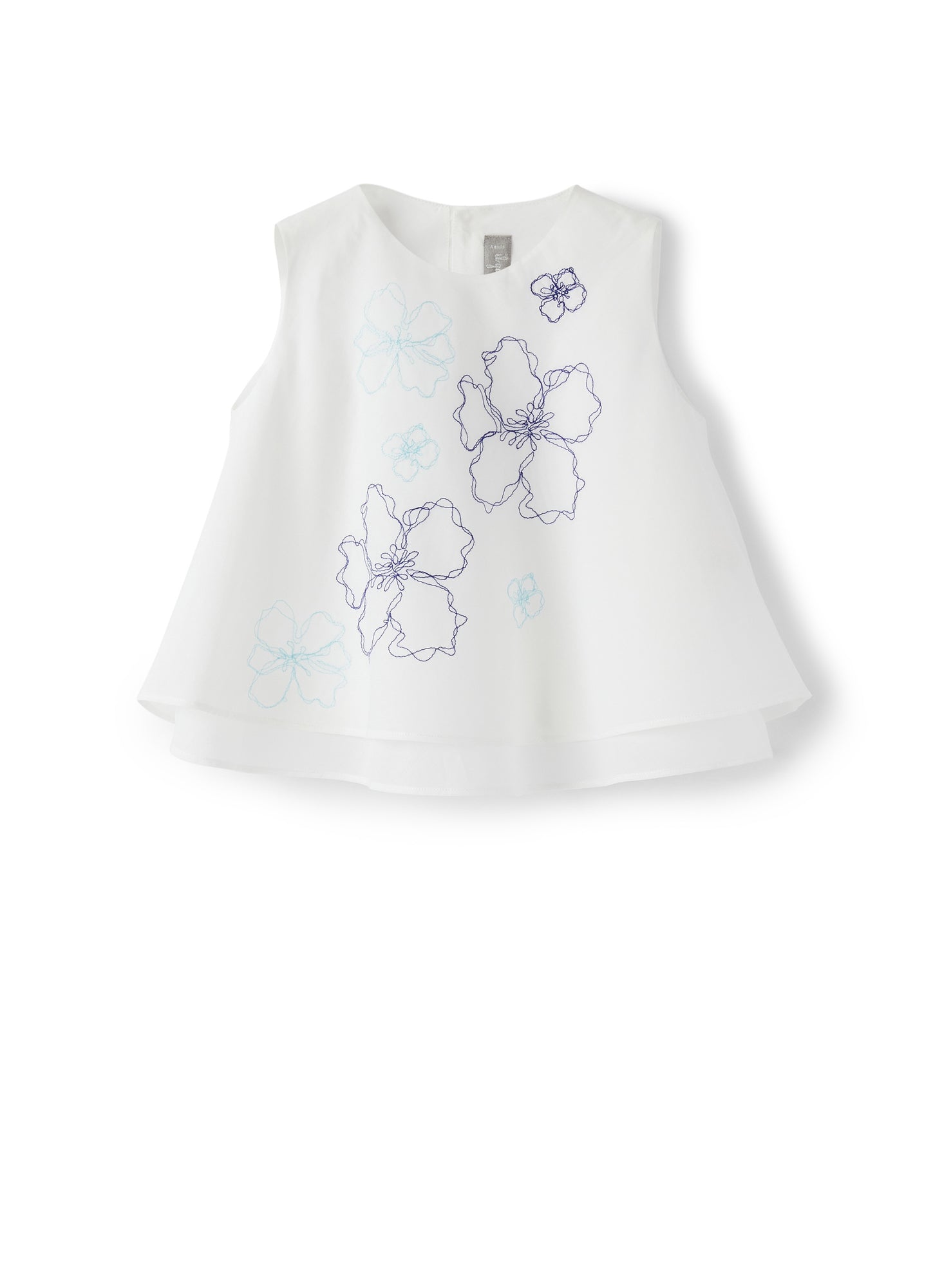 Girls | Flowers Embroidery Shirt | White Sage