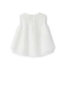 Girls | Flowers Embroidery Shirt | White Sage