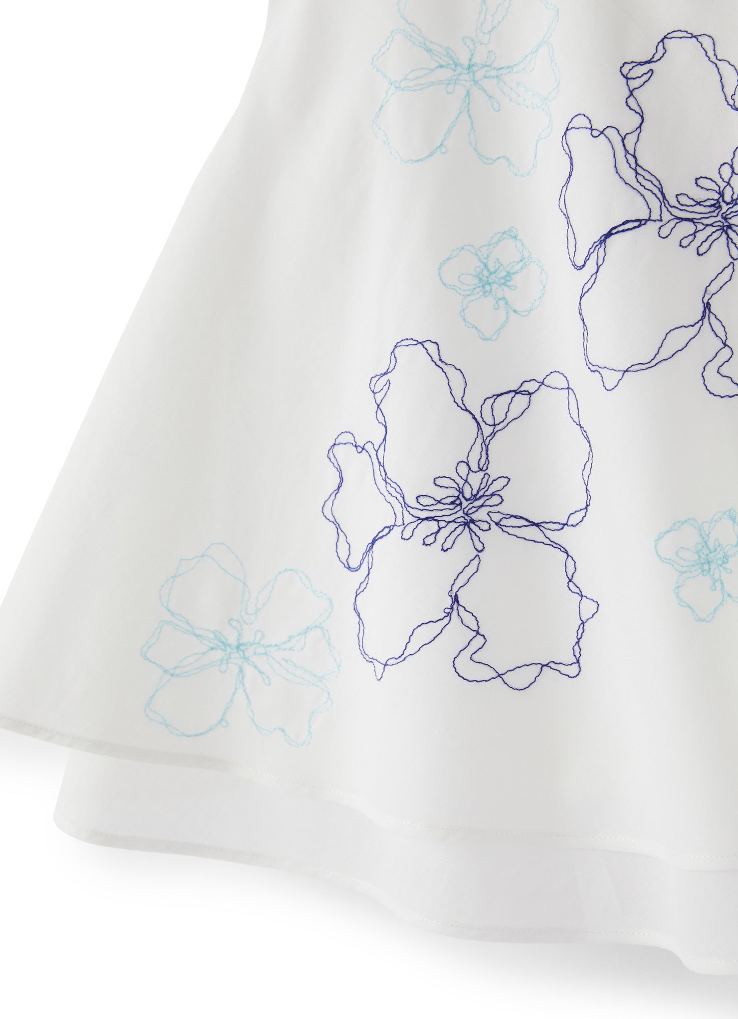 Girls | Flowers Embroidery Shirt | White Sage