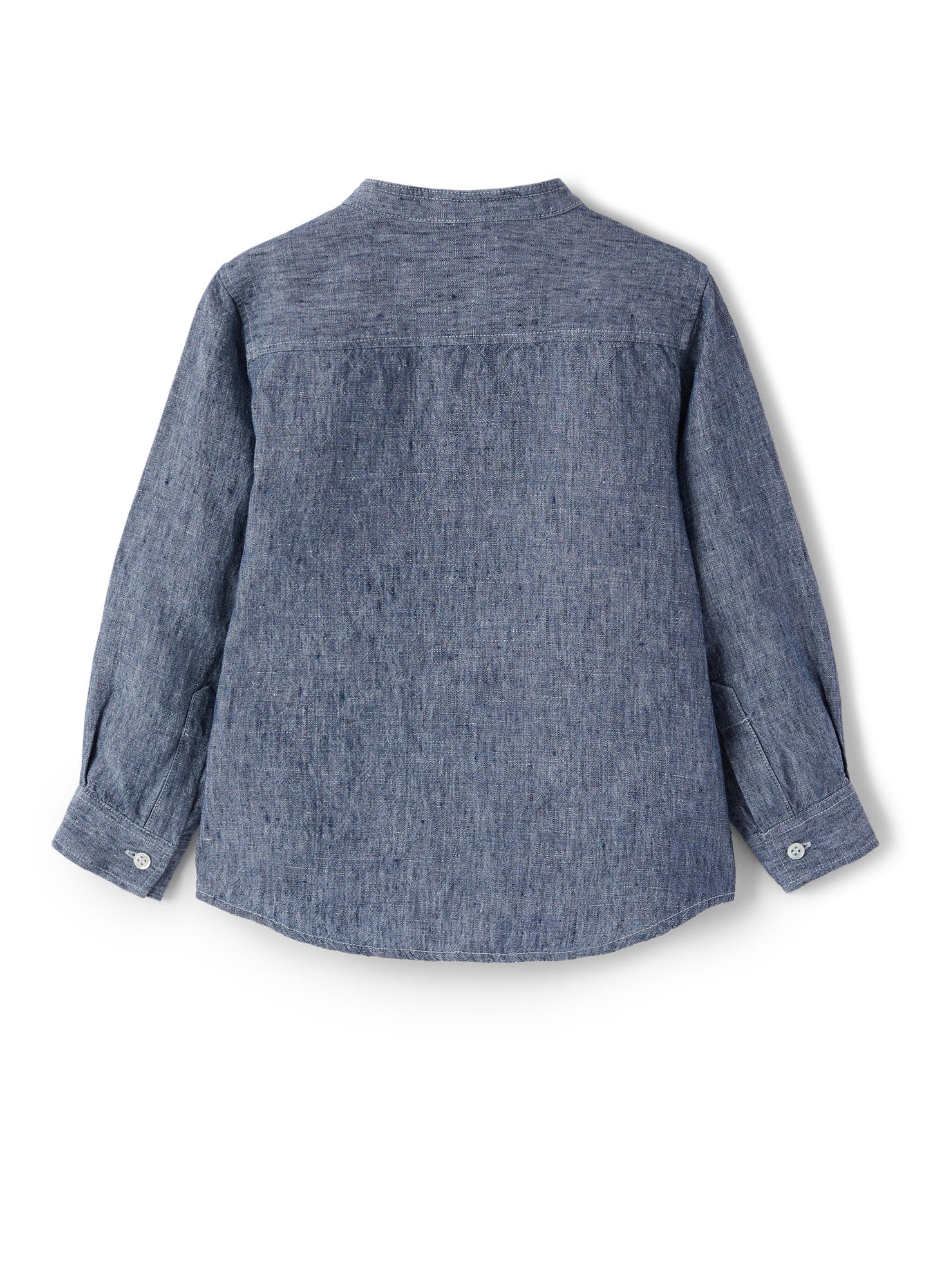 Mandarin Collar Linen Shirt | Blue Unito