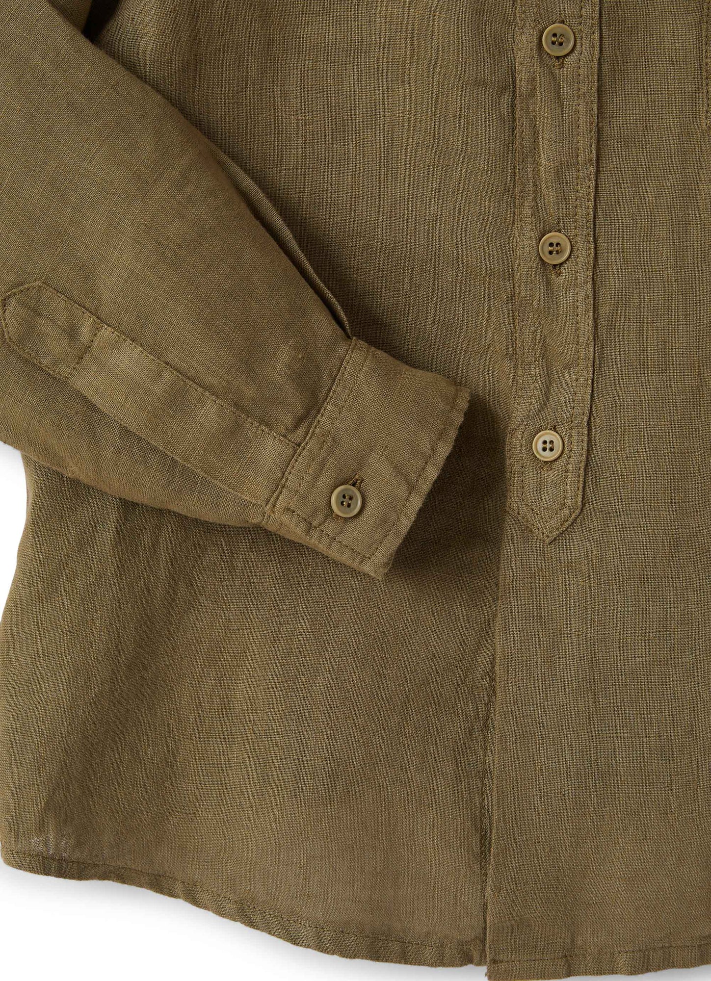 Boys | Mandarin Collar Linen Shirt | Crocodile