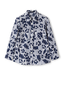 Boys | Striped Shirt with Floral Pattern | Blue