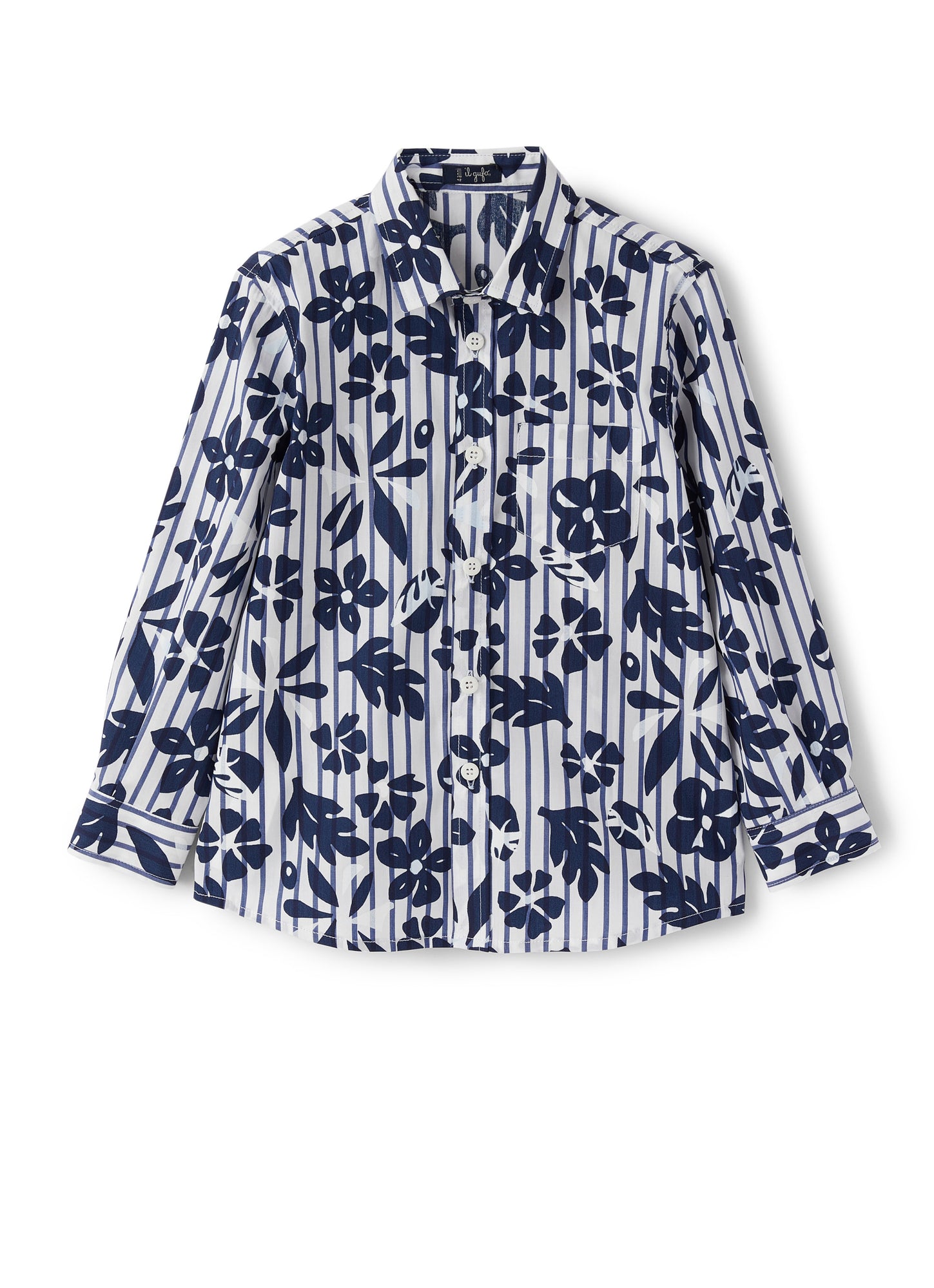 Boys | Striped Shirt with Floral Pattern | Blue