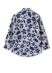 Boys | Striped Shirt with Floral Pattern | Blue