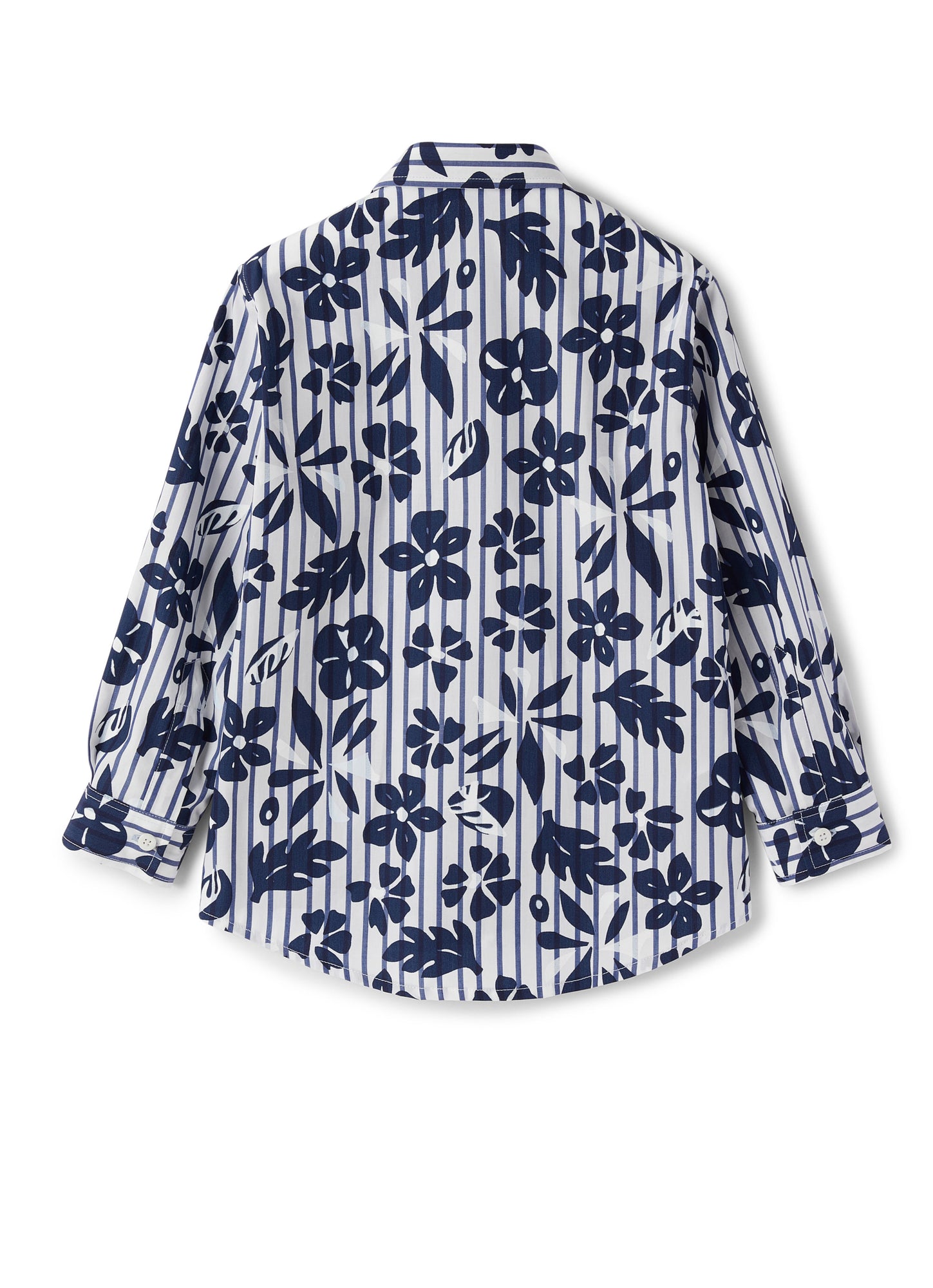 Boys | Striped Shirt with Floral Pattern | Blue