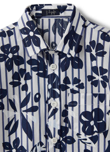 Boys | Striped Shirt with Floral Pattern | Blue