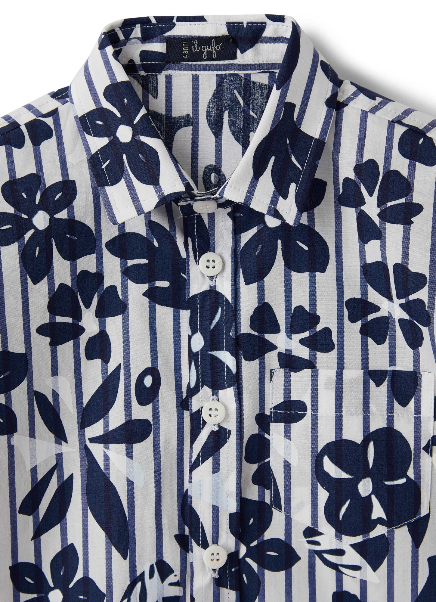 Boys | Striped Shirt with Floral Pattern | Blue