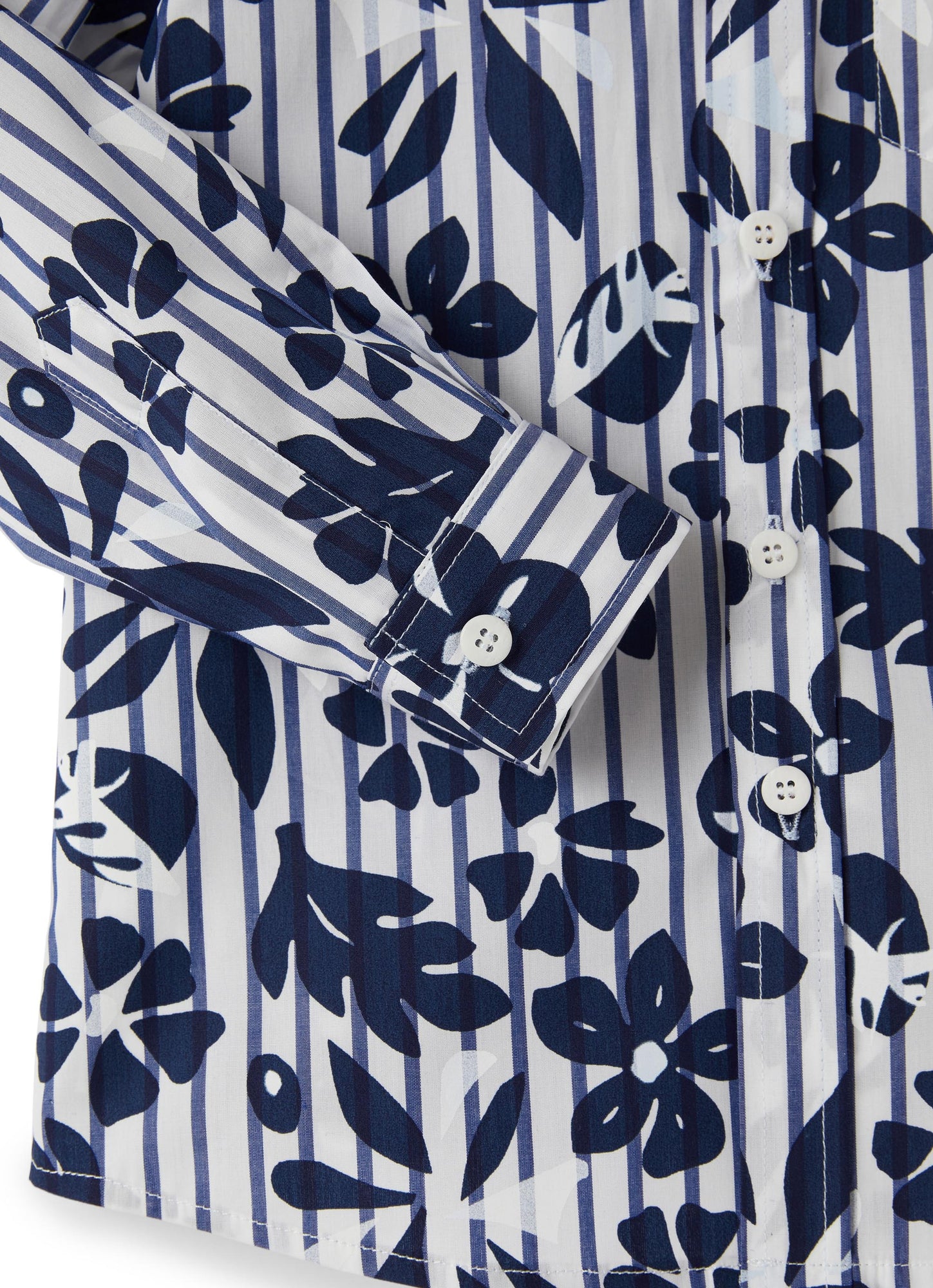 Boys | Striped Shirt with Floral Pattern | Blue