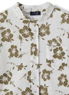 Shirt with Floral Pattern And Mandarin Collar | Crocodile