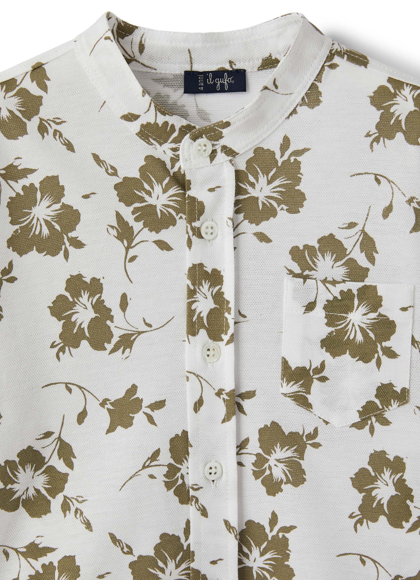 Shirt with Floral Pattern And Mandarin Collar | Crocodile